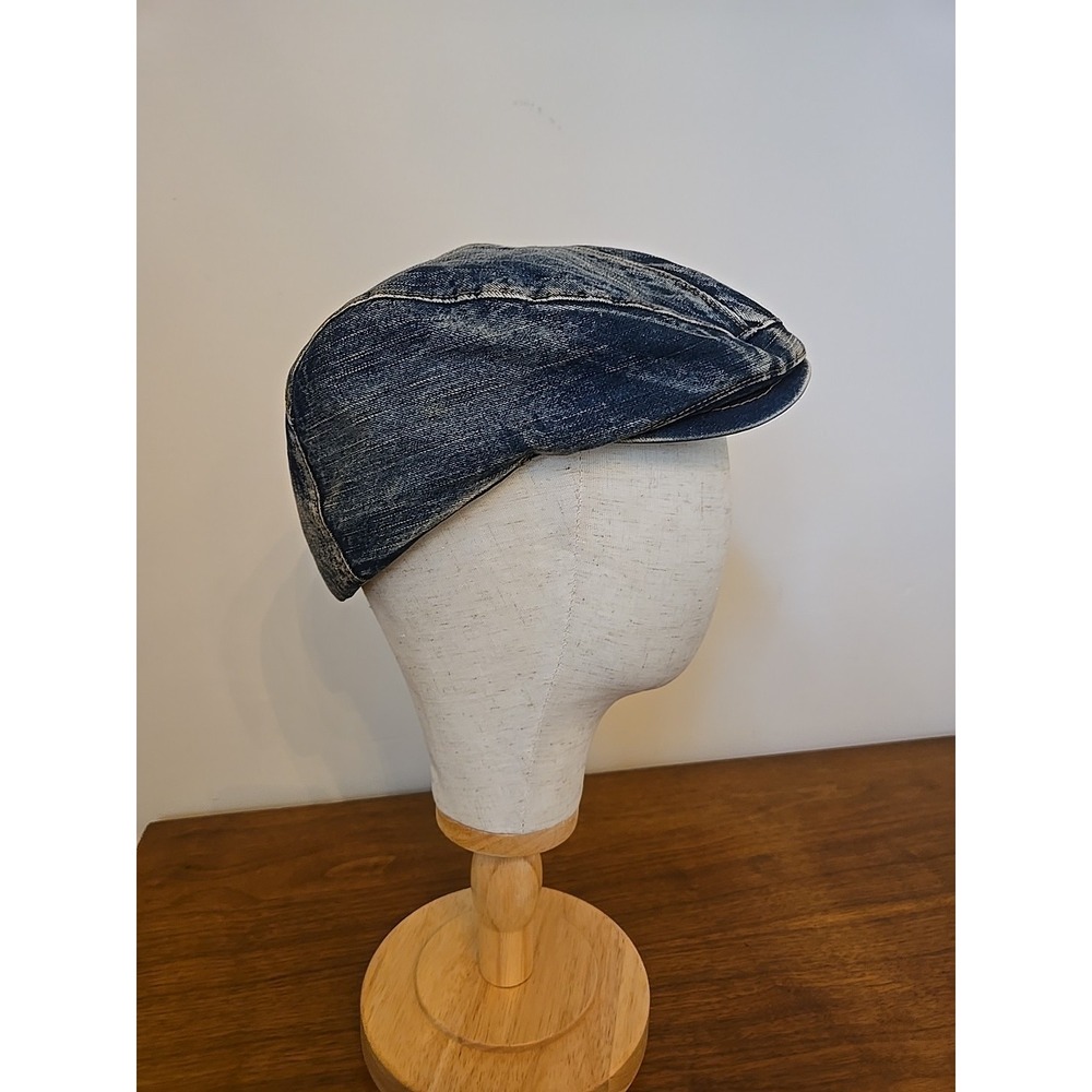 Vintage Denim Cabbie Newsboy Cap Gatsby Hat Retro 80s Jean Golf Grunge Mens Med